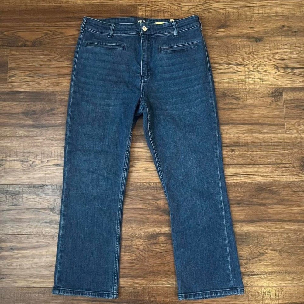 Maeve by Anthropologie Straight‎ Leg Jeans High Rise Crop Blue Denim Women 32